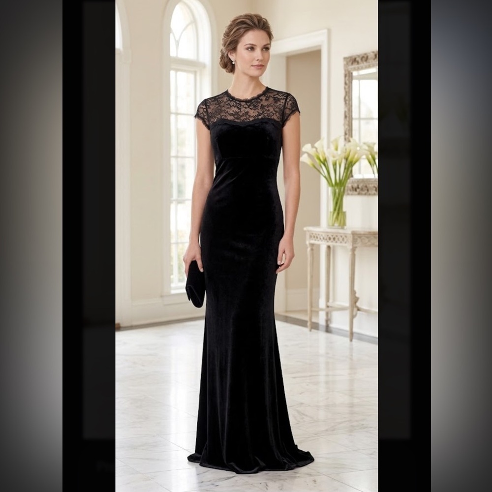 Jessica McClintock Black Lace Maxi Dress